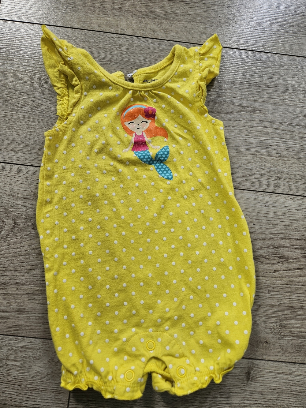 5/35$ 🩷George Baby Girl Polka Dot Mermaid Romper 3-6M Flutter Sleeve🩷 5/20$